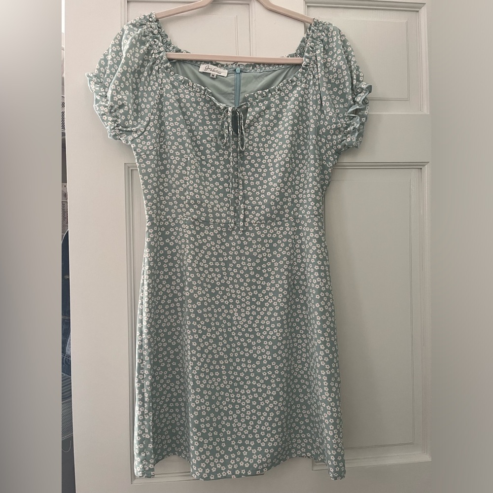 Green floral dress
